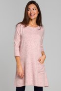 Tunika swetrowa o luźnym kroju różowa s151