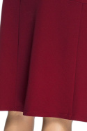 Elegancka spódnica rozkloszowana z przeszyciami midi bordowa S085