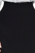 Elegancka spódnica rozkloszowana z przeszyciami midi czarna S085