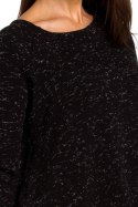 Sweter damski z asymetrycznym dołem czarny S149