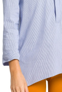 Tunika koszulowa w paski o luźnym fasonie niebieska S156