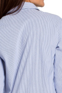 Tunika koszulowa w paski o luźnym fasonie niebieska S156