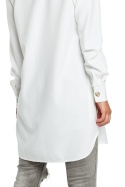 Tunika koszulowa mini oversize z długim rękawem zapinana biała B086