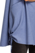 Zwiewna letnia tunika mini bez rękawów niebieska B116