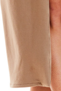 Długa kamizelka damska dresowa z kieszeniami po bokach beżowa M197