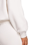 Bluza damska dresowa oversize z haftem na przodzie ecru me536