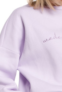 Bluza damska dresowa oversize z haftem na przodzie liliowa me536