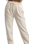 Spodnie damskie dresowe joggery z gumką i kieszeniami waniliowe LA053