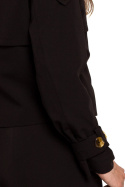 Krótka kurtka damska krótki trencz zapinana na guziki czarna K111