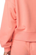 Bluza damska dresowa ze ściągaczami sportowa bawełniana koralowa LA111