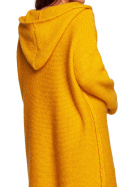 Sukienka swetrowa midi z kapturem i długim rękawem miodowy BK089