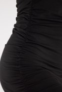 Sukienka mini bawełniana krótki rękaw marszczone boki czarna M294