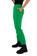 Spodnie damskie dresowe joggery z przeszyciami kieszenie zielone me760
