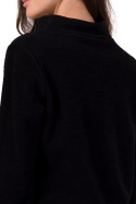 Bluza damska prosta dzianinowa z wysokim kołnierzem czarna B268