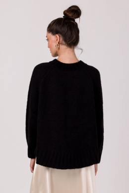 Sweter damski oversize nietoperzowe rękawy gruby splot czarny BK105