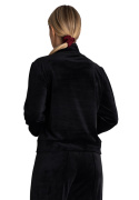 Bluza damska welurowa z golfem długie rękawy z marszczeniem czarna M967