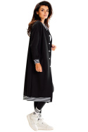 Bluza damska długa dresowa rozpinana z kieszeniami bawełniana czarna A612