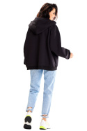 Bluza damska oversize dresowa rozpinana z kapturem bawełniana czarna A610