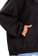 Bluza damska oversize dresowa rozpinana z kapturem bawełniana czarna A610