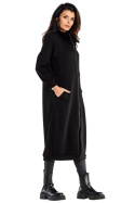 Bluza damska długa dresowa rozpinana kieszenie wiązana w pasie czarna M326
