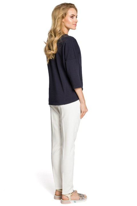 Bluza damska oversize z nietoperzowym rękawem 7/8 granatowa me315 Bluza damska oversize z nietoperzowym rękawem 7/8 granatowa me315