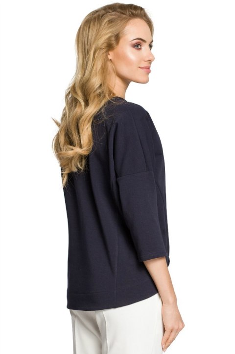 Bluza damska oversize z nietoperzowym rękawem 7/8 granatowa me315 Bluza damska oversize z nietoperzowym rękawem 7/8 granatowa me315