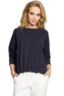 Bluza damska oversize z nietoperzowym rękawem 7/8 granatowa me315