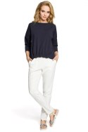 Bluza damska oversize z nietoperzowym rękawem 7/8 granatowa me315