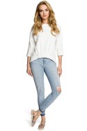 Bluza damska oversize z nietoperzowym rękawem 7/8 ecru me315