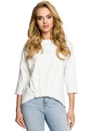 Bluza damska oversize z nietoperzowym rękawem 7/8 ecru me315