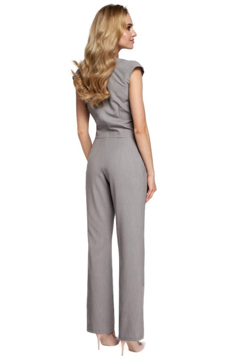 Kombinezon z dekoltem typu halter szary me305 Kombinezon z dekoltem typu halter szary me305