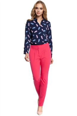 Eleganckie spodnie damskie cygaretki proste nogawki różowe me303