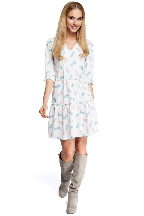 Sukienka boho z nadrukiem biała1 me300 Sukienka boho z nadrukiem biała1 me300