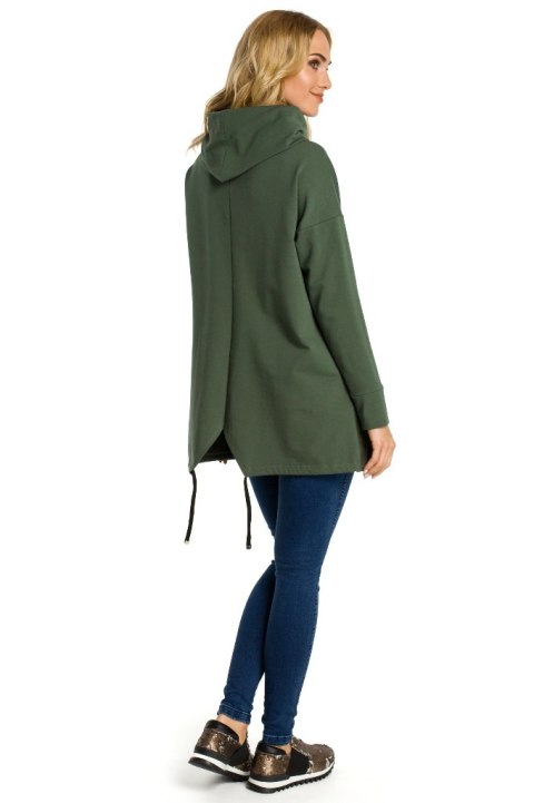 Bluza damska oversize z kominem i długim rękawem zielona me344 Bluza damska oversize z kominem i długim rękawem zielona me344