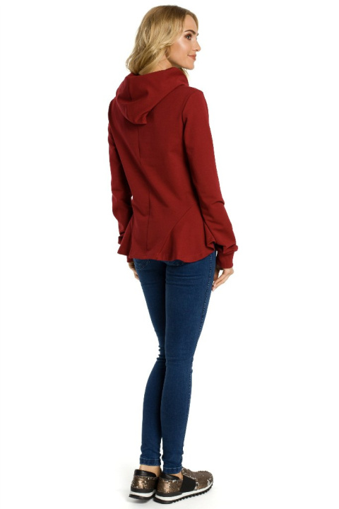 Bluza damska z kapturem bordowa me345 Bluza damska z kapturem bordowa me345