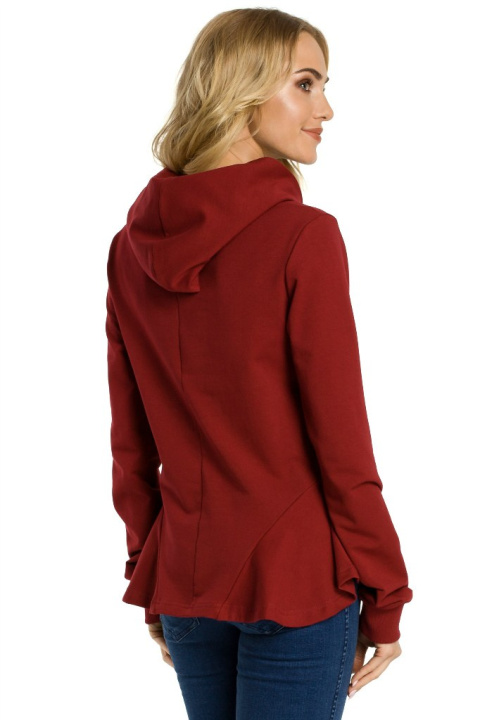 Bluza damska z kapturem bordowa me345 Bluza damska z kapturem bordowa me345