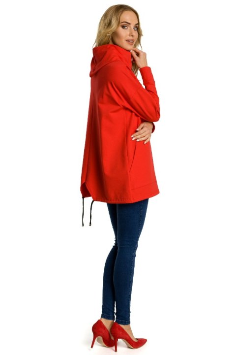 Bluza damska oversize z kominem i długim rękawem czerwona me344 Bluza damska oversize z kominem i długim rękawem czerwona me344