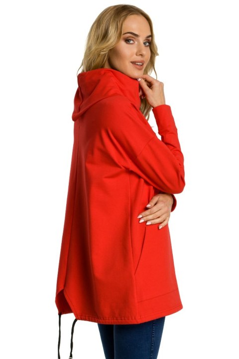 Bluza damska oversize z kominem i długim rękawem czerwona me344 Bluza damska oversize z kominem i długim rękawem czerwona me344