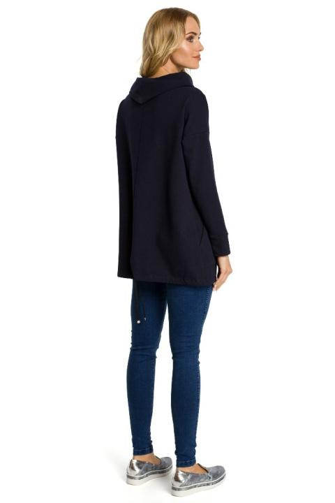 Bluza damska oversize z kominem i długim rękawem granatowa me344 Bluza damska oversize z kominem i długim rękawem granatowa me344