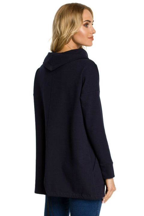 Bluza damska oversize z kominem i długim rękawem granatowa me344 Bluza damska oversize z kominem i długim rękawem granatowa me344