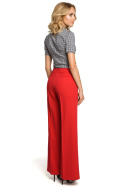 Spodnie damskie z szerokimi nogawkami i kieszeniami czerwone me323