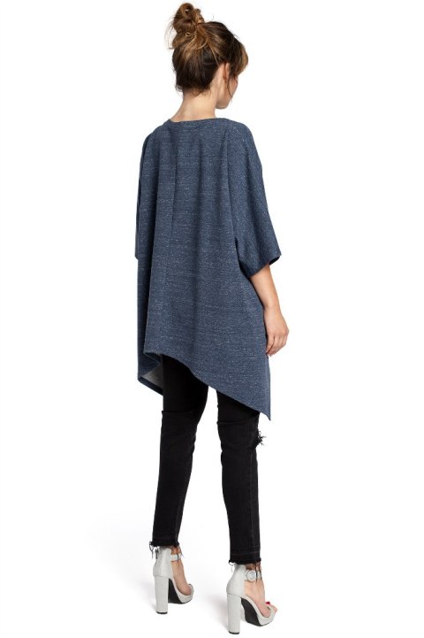 Bluza damska asymetryczna z kieszeniami krótki rękaw granatowa B034 Bluza damska asymetryczna z kieszeniami krótki rękaw granatowa B034