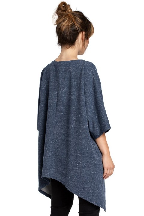 Bluza damska asymetryczna z kieszeniami krótki rękaw granatowa B034 Bluza damska asymetryczna z kieszeniami krótki rękaw granatowa B034