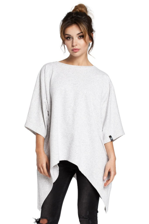 Bluza damska asymetryczna z kieszeniami krótki rękaw stracciatella B034 Bluza damska asymetryczna z kieszeniami krótki rękaw stracciatella B034