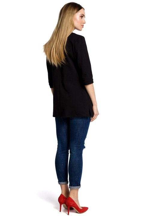 Bluza damska z zamkiem o fasonie litery A czarna me356 Bluza damska z zamkiem o fasonie litery A czarna me356