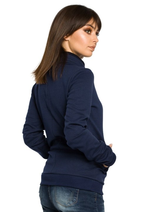 Bluza damska sportowa z wiskozą kołnierzem i kieszeniami granatowa B055 Bluza damska sportowa z wiskozą kołnierzem i kieszeniami granatowa B055