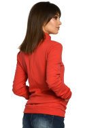 Bluza damska sportowa z wiskozą kołnierzem i kieszeniami czerwona B055