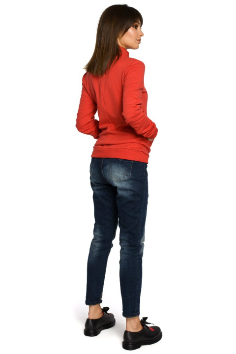 Bluza damska sportowa z wiskozą kołnierzem i kieszeniami czerwona B055 Bluza damska sportowa z wiskozą kołnierzem i kieszeniami czerwona B055