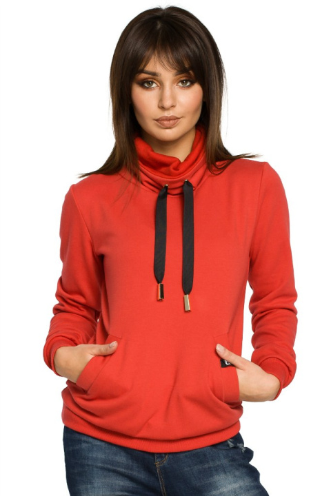 Bluza damska sportowa z wiskozą kołnierzem i kieszeniami czerwona B055 Bluza damska sportowa z wiskozą kołnierzem i kieszeniami czerwona B055