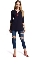 Bluza damska z zamkiem o fasonie litery A granatowa me356